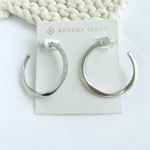 Authentic Kendra Scott Ella - Silver White Crystal Hoop Earrings